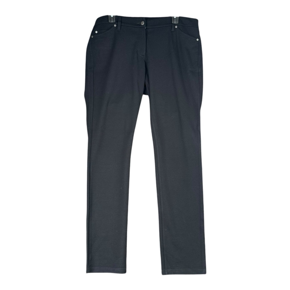 Eileen Fisher 14 Black Stretch Pants Casual Office Career Mature Old Money Quiet